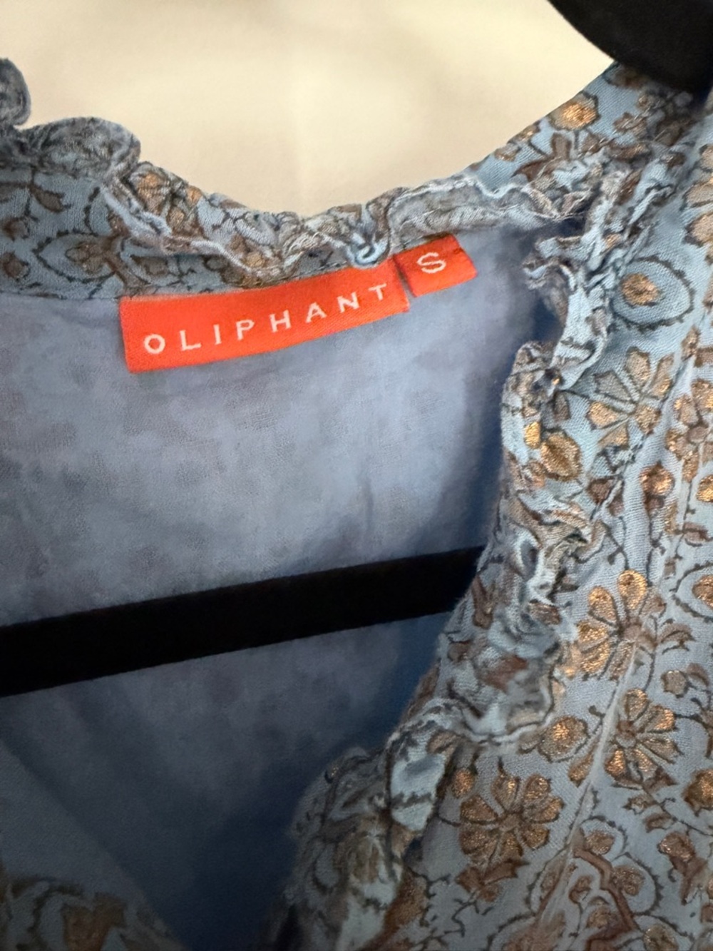 Oliphant Light Blue Printed Button-Front Maxi Dress with Waist Tie - Picture 3 of 5